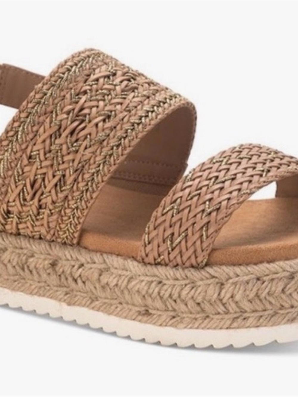 Braided Espadrille Platform Sandals in Tan